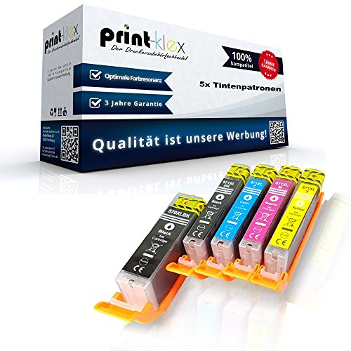 5X Print-Klex Tintenpatronen kompatibel für Canon Pixma TS 6040 Pixma TS 6050 Pixma TS 6050 Series Pixma TS 6051 Pixma TS 6052 PGI 570 CLI 571 PBK BK C M Y - Color Plus Serie