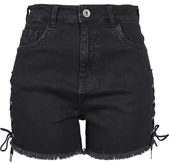 Urban Classics Damen Ladies Highwaist Denim Lace Up Shorts