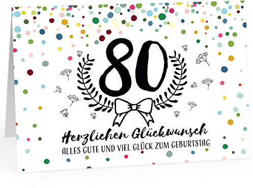 XXL Geburtstagskarte (A4) | Moderner Look 80 | mit Umschlag | Glückwunsch zum 80. Geburtstag | edle und hochwertige Klappkarte | Grußkarte | Maxikarte extra groß
