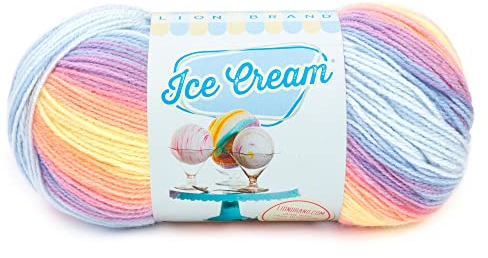 Lion Brand Yarn Ice Cream, DK Weight Acrylic Blend Yarn for Knitting, Crochet, and Crafts, Parfait, 1 Pack