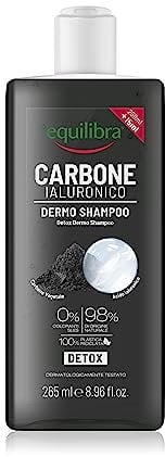 Equilibra Capelli, Dermo Shampoo Idratante Carbone Ialuronico, Shampoo per Capelli Impuri, con Carbone Vegetale, Acido Ialuronico, Aloe Vera, Idratante Naturale, Olio Essenziale di Limone, 265 ml