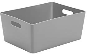 Wham Bam 5.02 Cool Grey Plastic Studio Storage Baskets Office Home & Kitchen Tidy Organiser 35 x 26 x 15cm (1 Basket)
