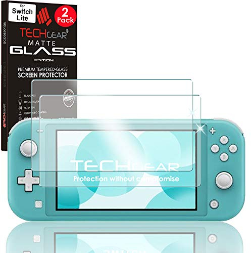TECHGEAR [2 Pack] Switch Lite Verre Trempé Anti-Reflet Mat, Protecteur d'Écran Mat Anti-Reflet en Verre Trempé [Anti Rayures] [sans Bulles] Compatible avec Nintendo Switch Lite