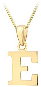 CARISSIMA Damen-Halskette'E' Buchstaben-Anhänger schlicht Gelbgold 9kt 8,4x16mm an Flachpanzerkette Gelbgold 9kt 25 diamantiert verstellbar 41-46cm