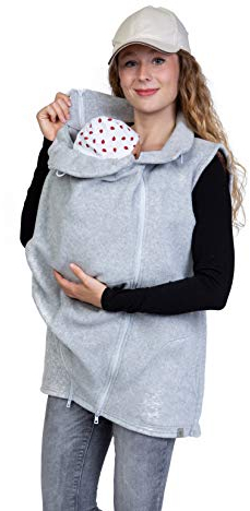 Viva la Mama - zusätzliche Weste für das Babytragen im Winter Trageweste Fleece Umstandsweste RERIK hellgrau - L