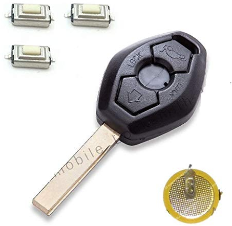 Carcasa para Llaves de Coche (3 Botones, E39 E46 E53 E60 E65 X5 HU92 en Blanco + 1 x batería LIR2025 + 3 x Micro Botones