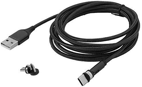 Yctze Cargador USB 3 en 1 Cable de Carga rápida Micro USB 1M Cable de Carga magnético Universal 3 en 1 Compatible con Dispositivos iProduct, Micro USB y USB C (Negro)