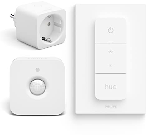 Philips Hue Combipack - Hue Smart Plug Pays-Bas, variateur d'intensité et capteur de mouvement pour l'intérieur - Prise intelligente
