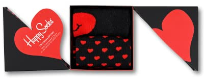 Happy Socks 2er Pack Socken für Valentinstag, lustig Geschenk für Freundin und Freund, liebe bunte Baumwolle Socken