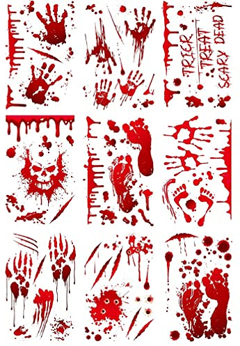 Asudaro Splatter Hand Sticker Halloween Horror Aufkleber Halloween Horror Auto Aufkleber Autoaufkleber Dekoration Autofenster Wand Boden Blutiger Handabdruck Fußabdruck Aufkleber,#7