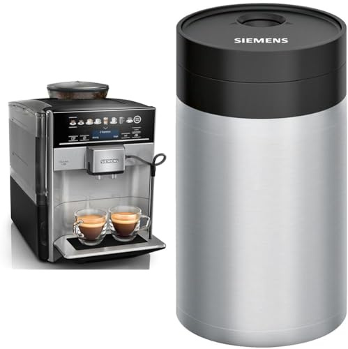Siemens EQ.6 Plus s500 TE655203RW – Machine à café automatique avec écran sensitif et texte clair – 12 recettes de café et lactée & TZ80009N Pot à lait isotherme - Accessoires