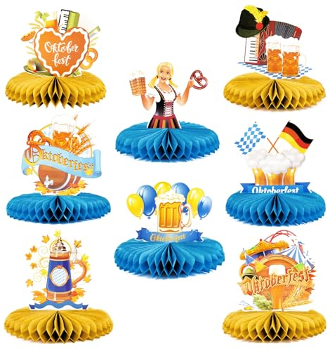 COLOFALLA 8 Stück Oktoberfest Deko Tischdeko Bayerische Münschen Deko Bayern Party Dekoration Mittelstück Tischaufsätze Oktoberfest Party Zubehör
