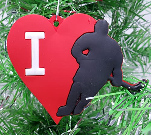 Hockey-Ornament – I Love Hockey 6,3 cm Weihnachtsbaum in Herzform