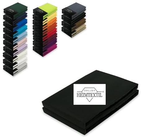 EXKLUSIV HEIMTEXTIL Doppelpack Jersey Premium Spannbettlaken 100% Baumwolle Öko - Tex Zertifiziert, Markenqualität, Matratzenhöhe bis 25 cm, Schwarz 90-100 x 200 cm