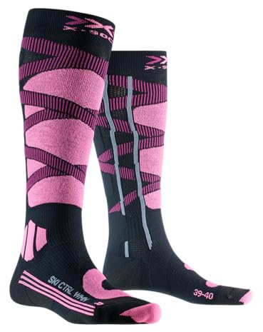 X-Socks Ski Control 4.0 Womens High-Tech-Skisocken für verbesserte Leistung, Stabilität und Komfort für Leistungssportler und Hobby-Skifahrer - Schwarz/Violett, 39-40