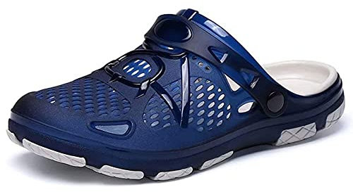 Hitmars Clogs Herren Gartenclogs Badeschlappen Latschen Badelatschen Männer Schlappen Garten Clogs & Pantoletten für Herren Gummi Gartenschuhe Sommer Atmungsaktiv Blau EU 46