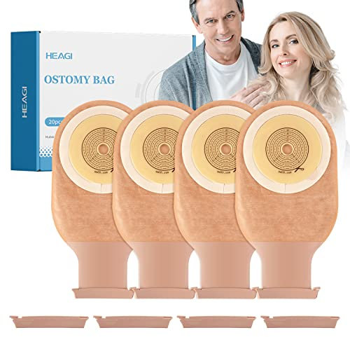 20 pièces Sacs de colostomie, poche de stomie drainables anti-fuite avec 8 pinces, fournitures de stomie en une seule pièce pour les soins de stomie d'iléostomie, coupe à la taille