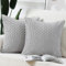 Madizz 2er Set Boho Gestreifte Kissenbezüge Weicher Kord Dekorativer Kissenbezug für Schlafzimmer Sofa Kissenhülle Hellgrau 60 x 60 cm