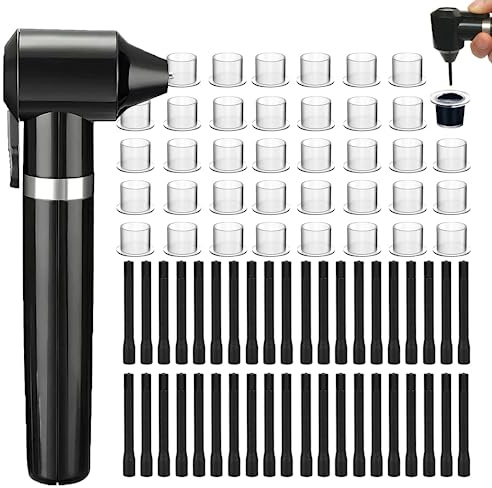 Tattoo Ink Mixer Machine 𝗦𝗲𝘁 - 100Pcs Yugui Ink Mixing Sticks and 100Pcs Tattoo Ink Cups Pigment Mixer Agitator Sticks Black Electric Color Tattoo Mixer Machine for Makeup Eyebrow Color