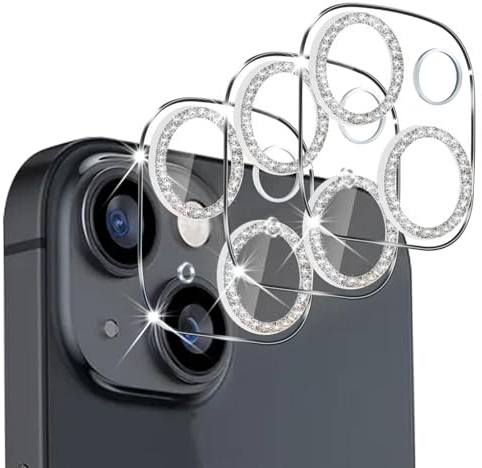 Irikdescia® 3 Stück Kamera Schutz, Kompatibel mit iPhone 15, Kompatibel mit iPhone 15 Plus, voller Kameraschutz, HD klare Kamera Schutzfolie, Kratzfest, Blasenfrei, 9H Härte(Weißer Diamant)