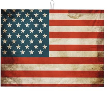 Tapete de secado de platos vintage con la bandera de Estados Unidos para encimera de cocina, tapete de microfibra absorbente para platos, almohadilla escurridora de secado rápido, 18 x 24 pulgadas