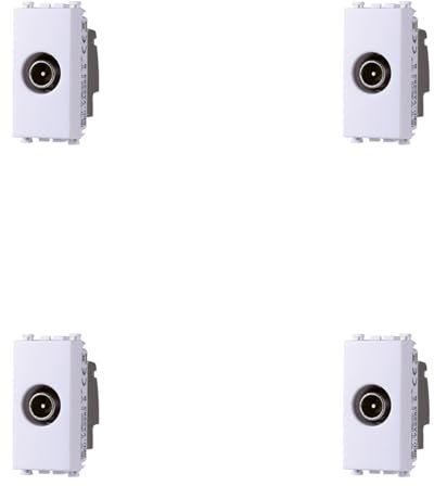 4 Pezzi Presa TV Passante Maschio, Compatibile Con Vimar Arke, Colore Bianco