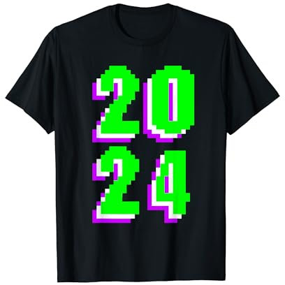 Pixelated Pixel Art Vintage Nostalgie du Nouvel An 2024 T-Shirt