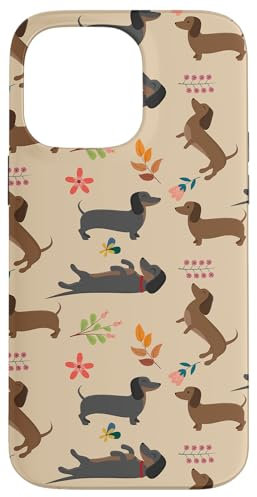 Dachshund Pattern Sausage Dog Lover Wiener Flower Pattern Case for iPhone 14 Pro Max