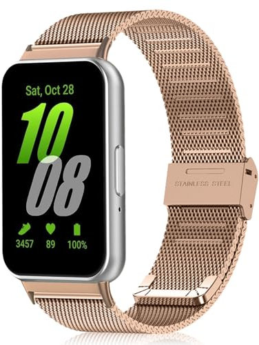 ToVioc Bracelet Compatible avec Samsung Galaxy Fit 3, Bracelet en Maille Réglable en Acier Inoxydable pour Samsung Galaxy Fit 3 - Or Rose