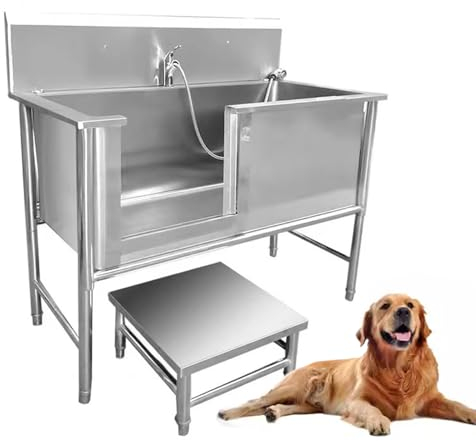 Professionelle Hundepflege-badewanne Aus Edelstahl Für Den Außenbereich, Hundewaschstation, Große Hundebadewanne Mit Schiebetür Für Große Hunde, Zu Hause, Gewerblich(120cm/47in)
