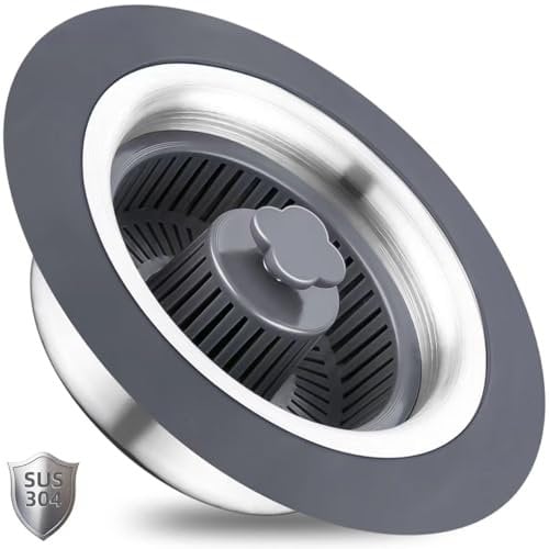 WSYLEN Combo de colador y tapón de Drenaje 3 en 1 para Fregadero de Cocina, tapón de Fregadero de Cocina desplegable de Acero Inoxidable, colador de Drenaje para Drenaje estándar de 3-1/2 Pulgadas