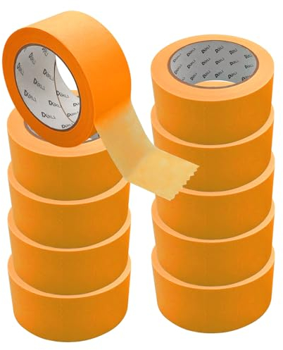 ARLI Kreppband 10x Goldband 50mm x 50m Acrylat Abdeckband ECO für Maler und Lackierer Malerkrepp Tape Papiertape Abklebeband Abdeckkrepp (10 Stück Rollen)