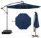 RELAX4LIFE Ombrellone da Giardino 3x3M con Luci a LED, Ombrellone da Balcone con Base a Croce e Sacco di Sabbia, Protezione Solare, per Giardino Terrazzo e Patio (Navy)