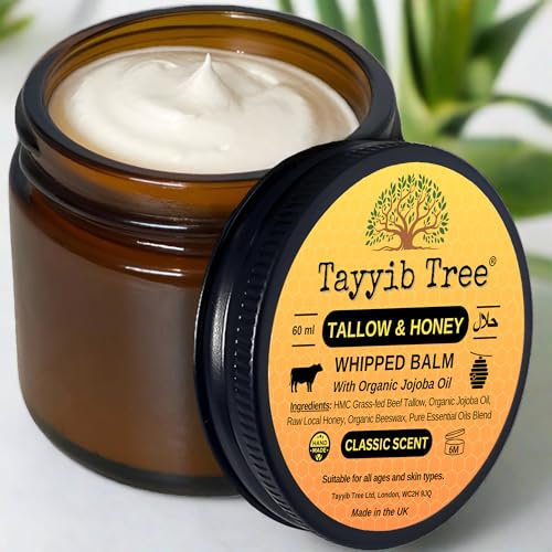 Tallow & Honey Balm - Intense Relief for Acne, Eczema, Psoriasis, Dry Skin - with Grass-fed Tallow, Raw Honey & Organic Jojoba Oil - 60ml (Classic Unisex)