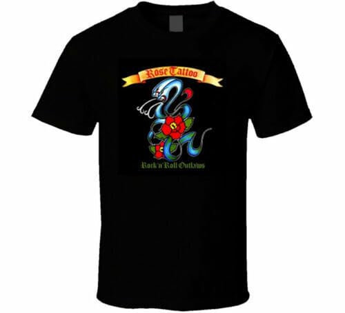 Rose Tattoo Logo Rock Rolls Outlaws Symbol tee Shirt Tshirt Men's BlackLarge