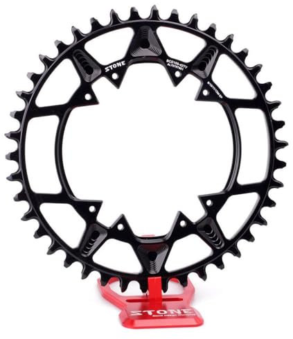 STONE - Plato Redondo para Bicicleta MTB 100BCD Monoplato Compatible con araña Shimano XT/XTR/SLX 8 Tornillos (38T)