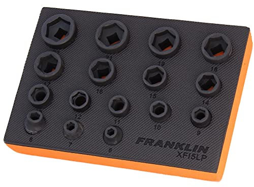 3/8 Drive Low Profile Socket Set 6 Pt 22mm Ht 16 Pcs Franklin Tools XFI5LP