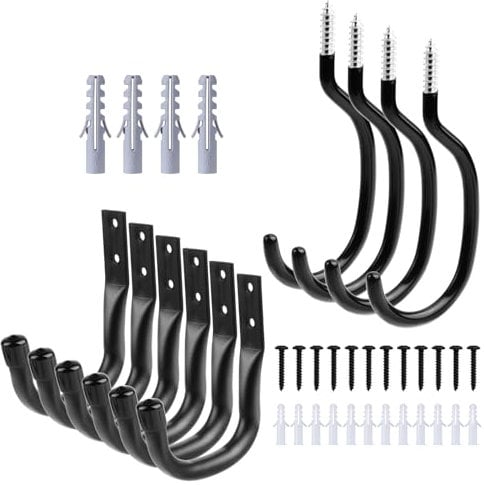 HOTUT Heavy Duty Utility J Hooks & Screw-in Utility Hooks Set - 10 Pack Wall Mounted Garage Hanger Brackets