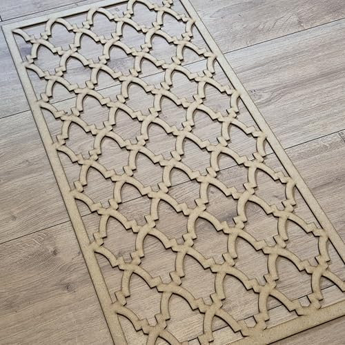 Cathedral Trellis Pattern Screen Radiator Cabinet wall Decorative Screening-grille- Perforated MDF panel (1200x600mm) 0183 (3mm Plain MDF, 120cm by 60cm)