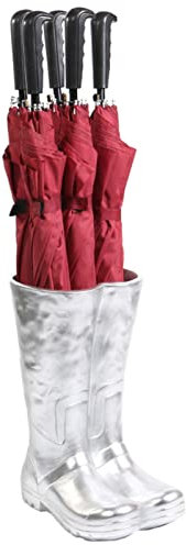 ZDJZMGZ Support en forme de bottes, porte-parapluie pour intérieur et extérieur, support de parapluie stable pour fleurs, seau décoratif (argenté)