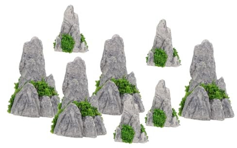 QUMIIRITY 8st Mikrolandschaftsdekoration Miniatur-steingarten Fischbecken Berg Mini-steingartenzubehör Steingartendekor Bonsai-landschaftsdekoration Mini-landschaftsverzierung Harz Grey