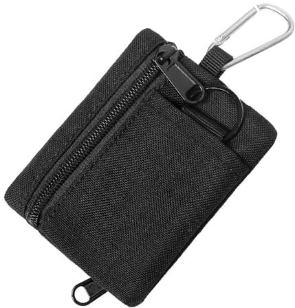 Aisikoo Molle Tasche Klein, Mini Tasche, EDC Tasche Pouch mit Karabiner, Mini Geldbörse Herren, Gürteltasche Herren für Camping Wandern Radfahren, Schwarz (10.5 x 8 x 1.5cm)