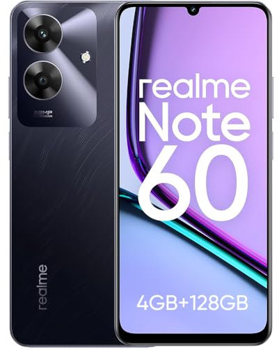 realme Note 60 Smartphone,4GB+128GB Telefono Movil,Protección ArmorShell,Fluidez de 48 Meses,90Hz 6,74 Pantalla,Cámara Supernítida de 32 MP,5000mAh,Dual SIM Android 14,IP 64,No Carga,Negro