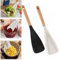 2PCS Consensuts Multi Function Spoon, Consensuts Spatula, 2-in-1 Long Wood Handle Matte Silicone Scoop Salad Spoons, Cooking Spoon for Nonstick Cookwares, Multi-Function Spatula Spoon