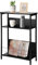 JF HOME BLISS Vintage Narrow Side Table with Storage Shelf, 3-Tier Modern Small Bedside Sofa Slim End Table with Magazine Rack for Living Room, Hallway,Bedroom, Space Saving (Black)