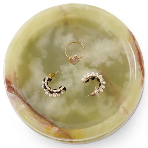 SPESHSTONES Plateau à Bijoux en marbre de 12,7 cm Fait à la Main pour Bague, Collier, Boucles d'oreilles et Parfum – Plat à Bijoux décoratif pour comptoir