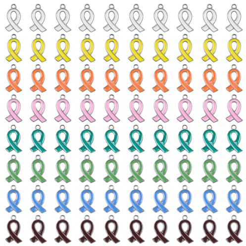 WANDIC 80 st flerfärgade band hängen cancer medvetenhet berlocker hopp tro band hängen för offentliga välgörenhetsorganisationer evenemang