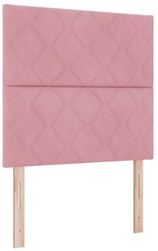 vidaXL Kopfteil mit Diamant-Design in Rosa | 90 cm Samt | Höhenverstellbar | Wandmontage | Modernes Polstergewebe | Perfekt für Schlafzimmer-Deko | Luxuriöse Möbel-Highlights für drinnen