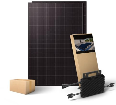 Kleines Kraftwerk 1000W Balkonkraftwerk XL Flachdach-Halterung – 800W Wechselrichter mit WiFi & Bluetooth, 2×500W bifaziale Solarmodule, 15 m Kabel – Solaranlage Komplettset Balkon