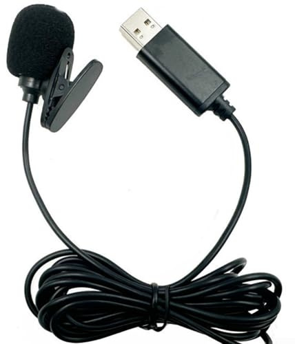 USB External Lavalier Microphone, 2m Cable for Smartphone and For Car DVD Players, Directional Audio, Convenient